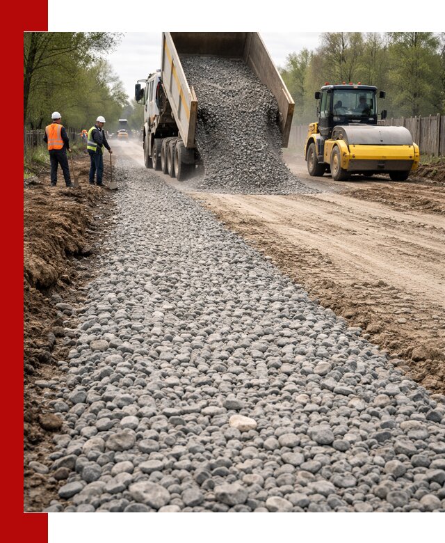 Доставка щебня для отсыпки дорог в Павловском Посаде высокого качества