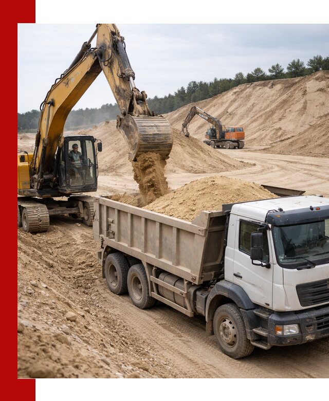 Доставка карьерного песка с самосвалами и разгрузкой в Павловском Посаде