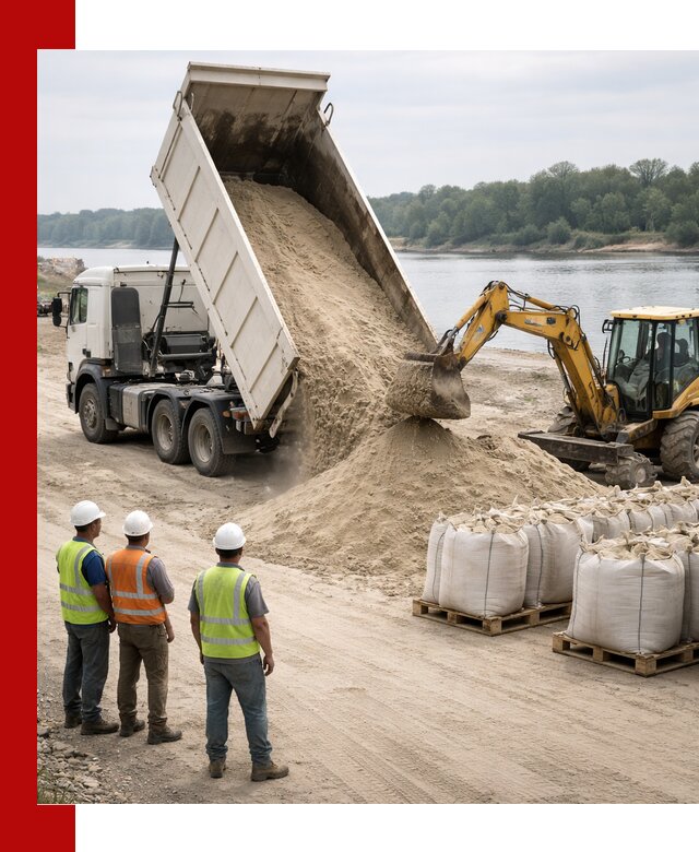 Доставка речного песка в Павловском Посаде самосвалами и погрузкой