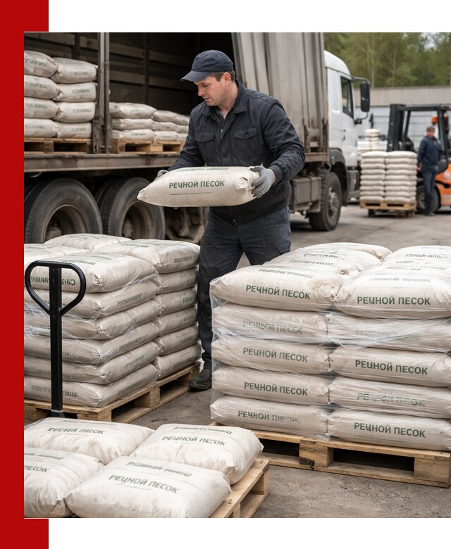 Речной песок в мешках с доставкой в Павловском Посаде