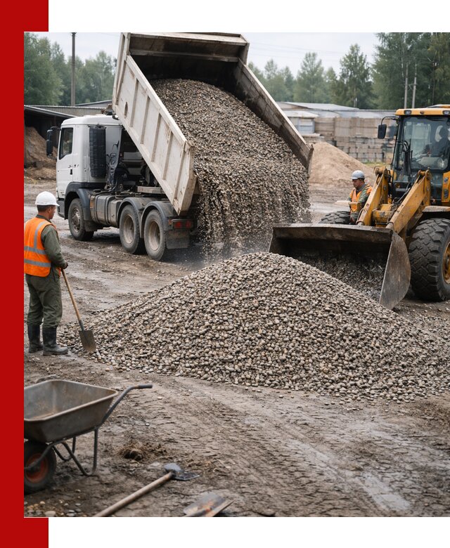 Мытый гравий с доставкой в Павловском Посаде от карьера до участка