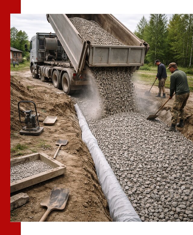 Гравий для дренажа с доставкой в Павловском Посаде качественный и недорогой