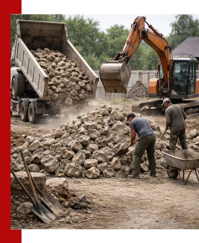 Доставка и разгрузка бутового камня в Павловском Посаде