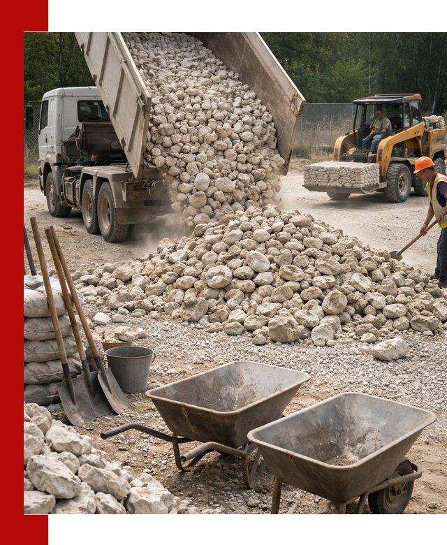 Доставка и продажа бутового известнякового камня в Павловском Посаде