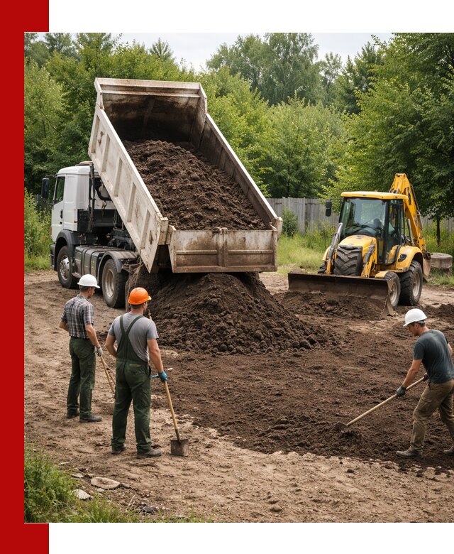 Доставка и укладка грунта для выравнивания участка в Павловском Посаде