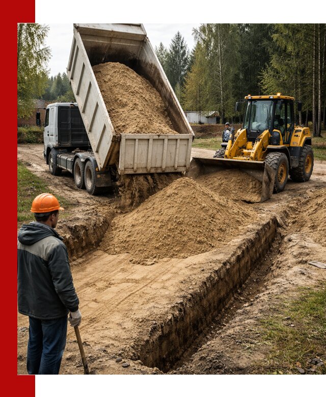 Доставка песчаного грунта в Павловском Посаде для строительных работ