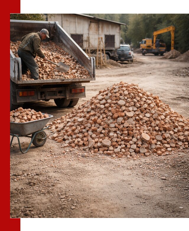 Доставка и подушка из боя кирпича с разгрузкой в Павловском Посаде