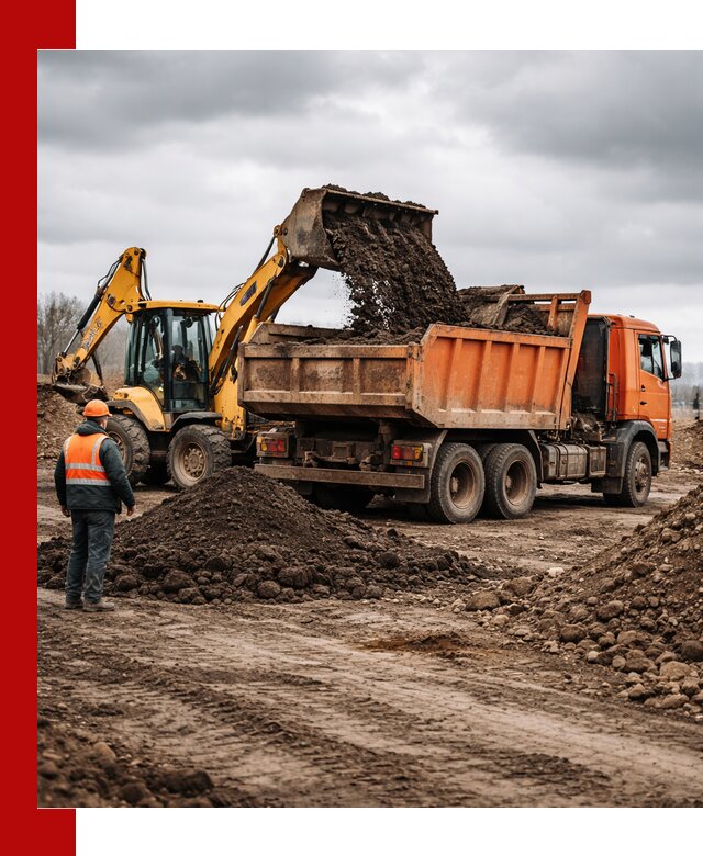 Вывоз грунта и строительного мусора в Павловском Посаде грузовыми самосвалами